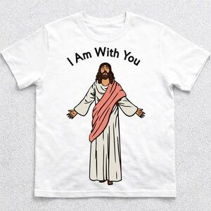 White T-Shirt with Religious Graphic
